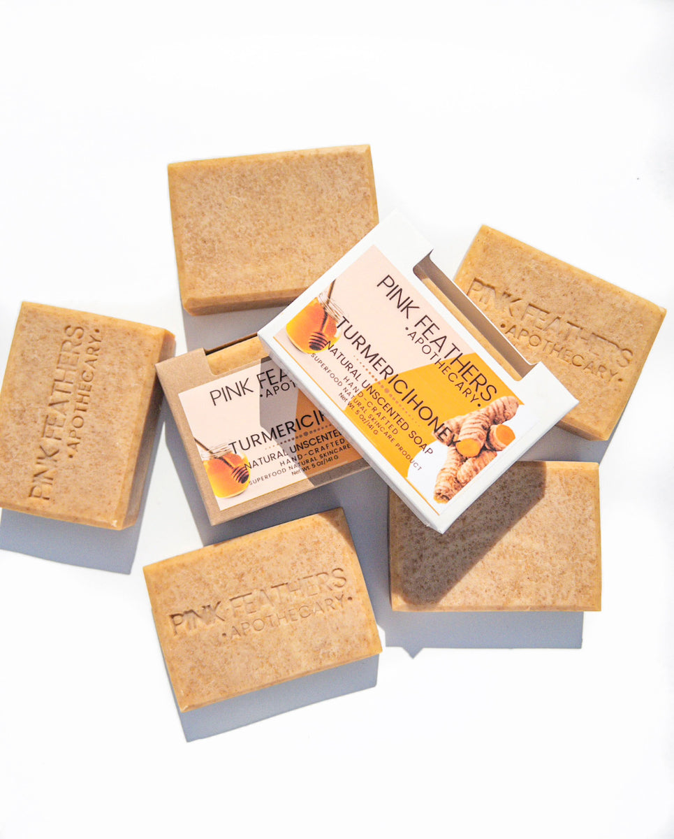 NEW Turmeric & Honey Bar Soap! PINK FEATHERS APOTHECARY